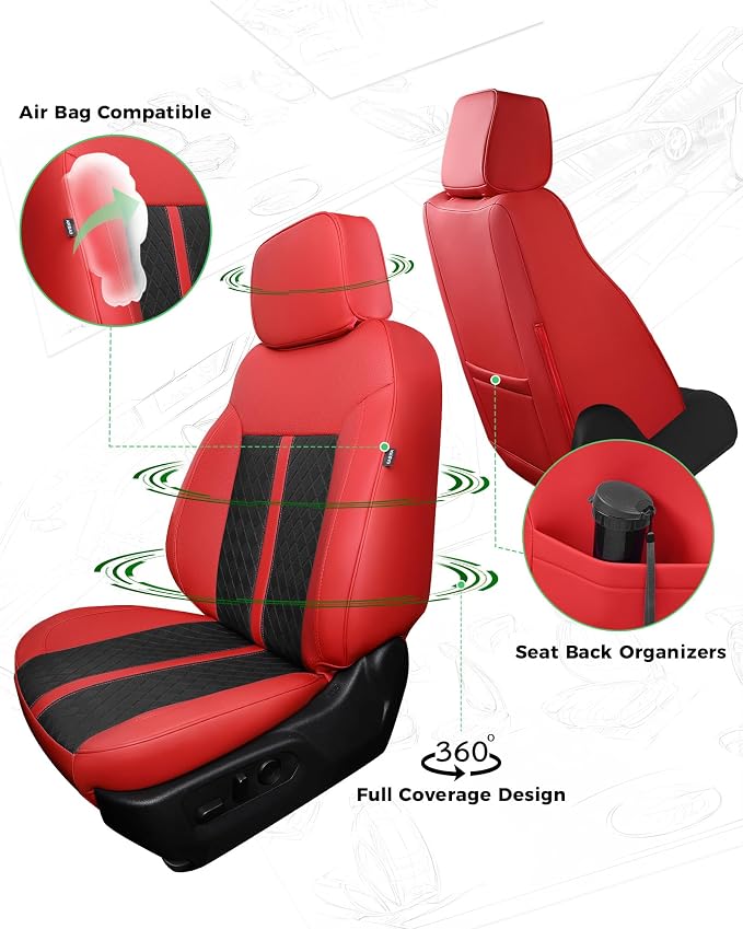 RIDEPOSH Custom Fit Seat Covers for Silverado/Sierra 1500 2019-2026 CrewCab | Fits 2500/3500HD 2020-2026, with Rear Armrest/Seatback Storage, Faux leather, Protective, Scratch-resistant, Easy-clean - Image 3