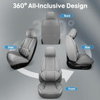 Car Seat Covers Custom Fit for Ford F150 2009-2026, Faux Leather Seat Cover Set for 2017-2026 F250 F350 F450, Compatible with Regular Cab Super Cab Super Crew Pickup Truck Cushions (Grey, Full Set) - Image 8