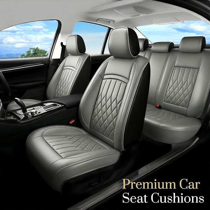 Fit for CH-R Car Seat Covers Compatible with Toyota CHR 2018-2022 - Waterproof Breathable Leather Automotive Seat Cushions Protector, Airbag Compatible, Full Set 5 Seats(Gray) - Image 2
