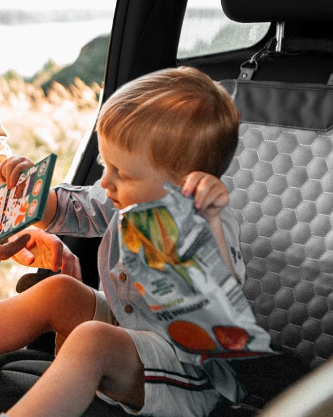 Set Seat Back Organizer & Car Seat Protector Hexy Waterproof & Non-Slip Protector for Child Car Cushion for Leather and Fabric Seats (Gray 2 pcs) - Image 9