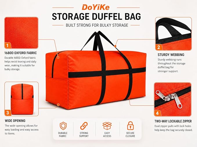 DoYiKe Extra Large Storage Duffle Bag, Duffel Bag for Travel Black 370L - Image 6
