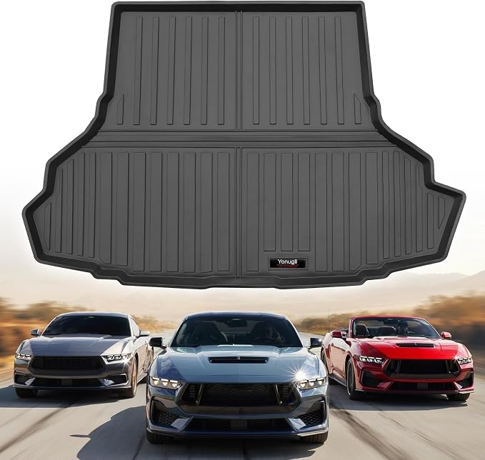 Custom for 2015-2026 Ford Mustang Coupe Cargo Mats Trunk Liner All Weather TPE Protection Mat Accessories (Fit Without Subwoofer in Cargo Area)(Not for Mach-E) by Yonugli
