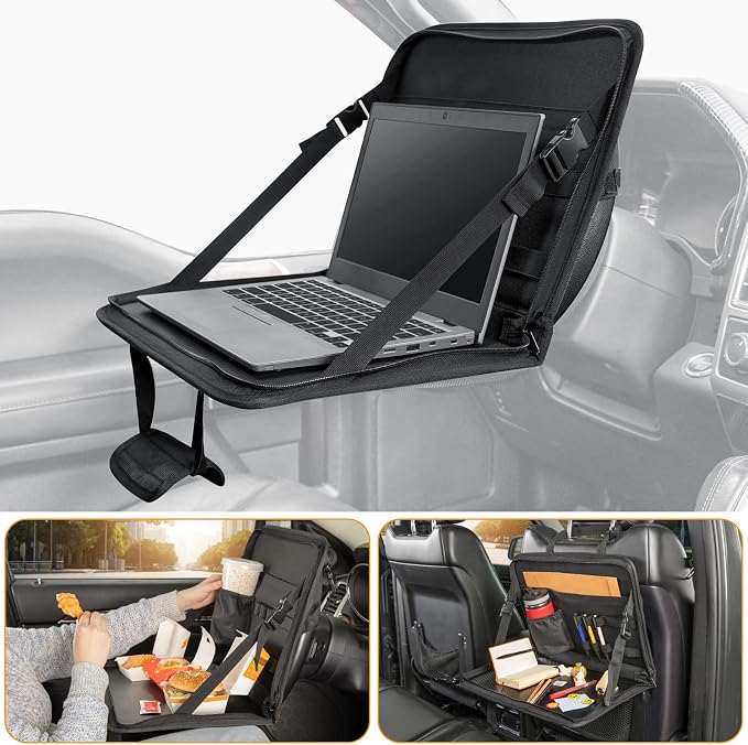 JOYTUTUS 3 in 1 Steering Wheel Eating Tray, Car Back Seat Laptop Desk, Multifunctional Office Bag, Car Work Table for Writing, Car Organizer for Kids, Commuters, Family by JoyTutus
