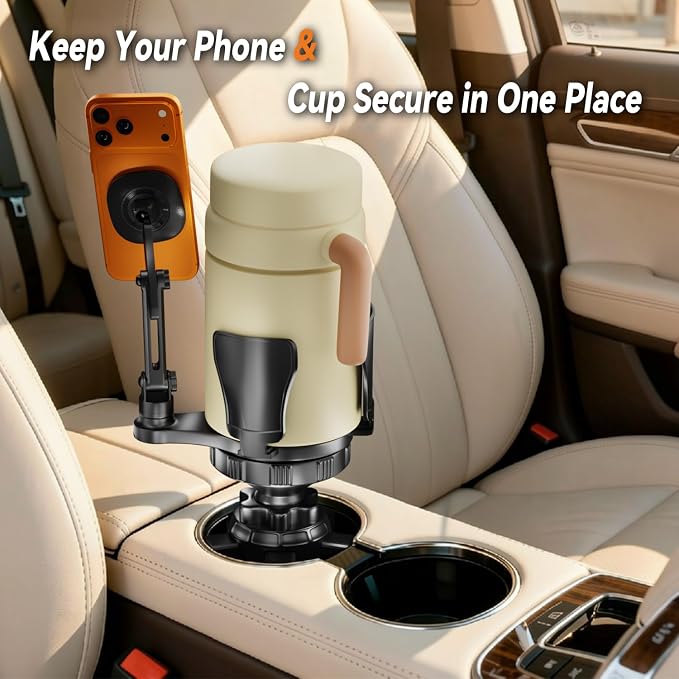 EXELIQ Cup Holder Phone Mount with MagSafe, 2-in-1 Expander | Fits Large Tumblers from Brands Like Stanley, Owala & Yeti, Magnetic Phone Mount Compatible with iPhone & Samsung - Image 2