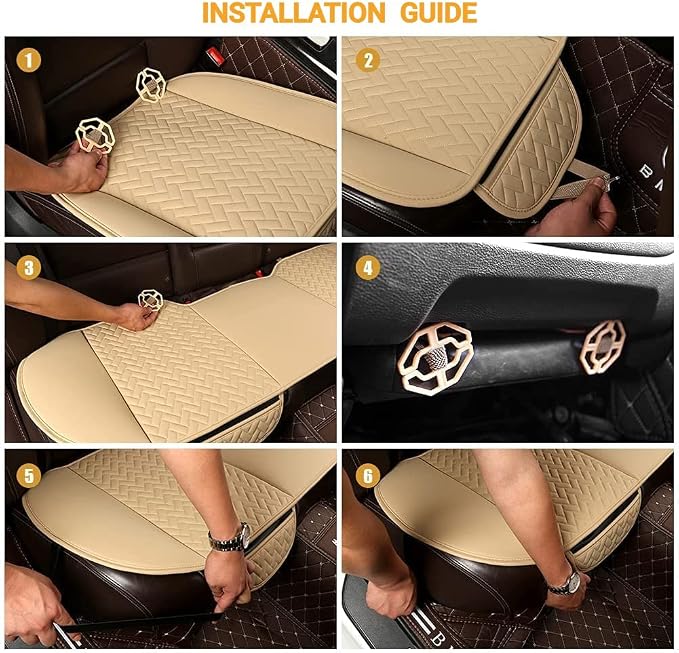 West Llama Full Set Car Seat Covers for Front and Rear Bottom Seats Only, Luxury PU Leather Car Seat Pads Protectors Waterproof and Wear-Resistant,Gray - Image 7