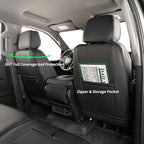 Silverado Seat Covers for 2014-2018 Chevy Silverado/GMC Sierra 1500/HD 2500/3500 DoubleCab Pickup Seat Cover,Fully Covered,Waterproof Truck Leather Seat Protector(Full Set,Black) - Image 3