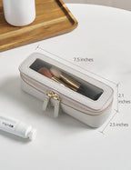 Slim Makeup Brush Bag Travel Clear Toiletry Bag for Women Cute Make Up Bag for Traveling Cosmetic Bag Organizer Waterproof Tansparent Beauty Makeup Case Blue Gray - Image 5