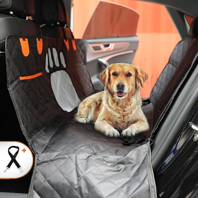 Dog Car Seat Cover,Back Seat Extender for Dogs,600D Heavy Dute Durable Car Seat Cover for Dogs Pets,100% Waterproof Back Seat Pet Cover for Dogs with Mesh Window, with Seatbelt,Trucks and SUVs - Image 2