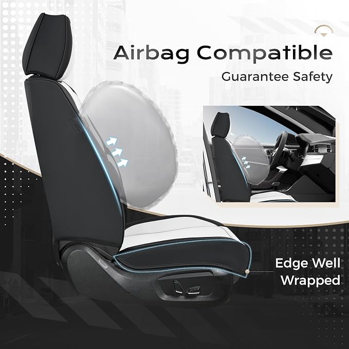 Coverado Car Seat Covers, Seat Covers for Cars, Waterproof Leather Auto Seat Protectors, Leather Car Seat Cushion, Car Interiors Accessories Universal Fit for Most Cars - Image 3
