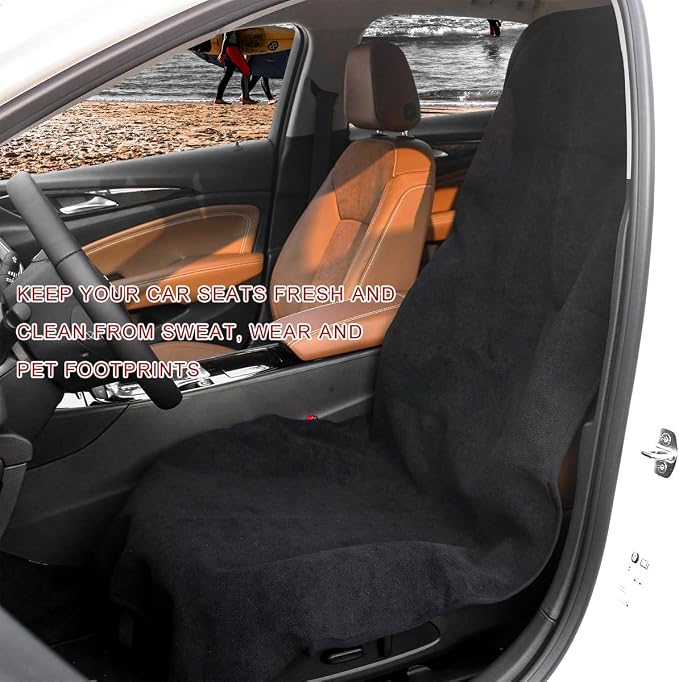 Car Towel Seat Cover, Waterproof Non-Slip Front Seat Protector for Post Gym Workout Beach Hiking, Sweatproof Washable Bucket Seat Protective Cover for Car SUV Truck Sedan (Red) - Image 4