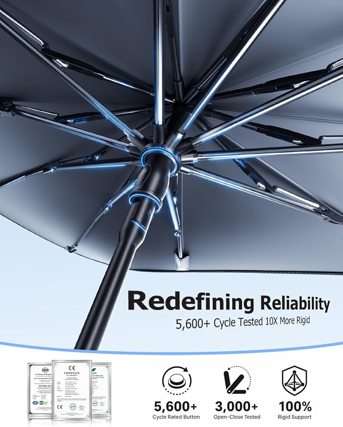 [2026 Upgrade] Weektic Windshield Sun Shade Umbrella, [Double Thickened Ice Crystal Coating] Sun & Heat Protection, Keep Vehicle Cool & Protect Interior, Zero Light Leakage Medium 57" L x 31" W - Image 4