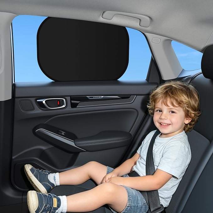4pcs Car Window Shades, Electrostatic Adsorption Full Blackout Shades (2 Sizes) - 18.7*14.2in Front +17.3*14.3in Rear, UV Blocking for Baby/Family, Suitable for Daily Travel/Camping, Sliver - Image 2