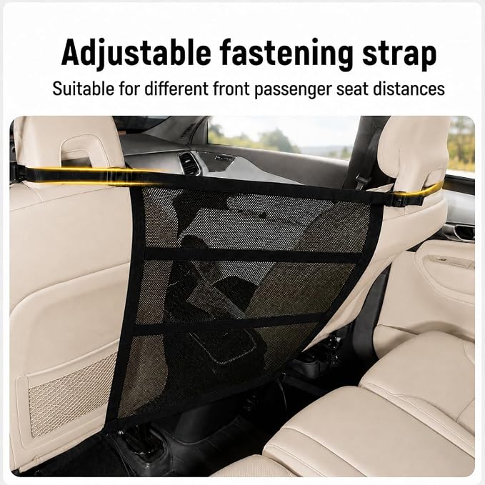 Dog Car Barrier,Car Net for Dogs, Pet Divider for SUVs, Sedans and Trucks | Reinforced Breathable Mesh, Easy Installation - Image 5
