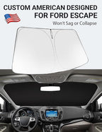 Proadsy Custom Fit 2013-2019 Ford Escape Windshield Sun Shade, Blocks Heat | 240T Heat Shield, Drops Temp 54°F, Blocks 99% UV, Prevents Dashboard Cracking, Summer Parking & Beach Trips, Easy Twist-Fold - Image 2