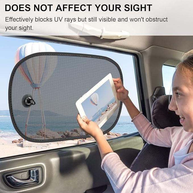 DIZA100 Car Sun Shade, 2 Pack Window Shade for Baby Universal Cling Sunshade for Side Window Sun Glare and UV Protection for Kids/Adults/Pets - 20''x12'' Fits 98% Cars(Suction Cup Stick) - Image 4