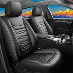 Fit Leaf Car Seat Covers for Nissan Leaf 2011-2024 2025 2026 - Upgraded Premium Waterproof & Breathable Leather, Airbag Compatible, All-Weather Seat Cushion Protector (Full Set, Black) by Unknown