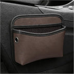 Car Seat Side Pocket Organizer, Multifunctional Leather Console Side Storage Pouch with Card Holder, Waterproof Phone & Sunglasses Pocket Bag for Car Door Seat Console (Brown) by XJVSS
