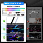 Dreamcolor Acrylic Interior Car LED Strip Light with Wireless APP, RGB 10 in 1 with 175 inches 612 LEDs Fiber Optic Strip Lights for Car, Dual Zone Symphony Neon Car Ambient Lighting - Image 5