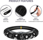 Paw Print Steering Wheel Cover Universal 15 Inch +2 Pieces Car Coasters | Anti-Slip Breathable Car for Men/Women Dog Paw Print Steering Wheel Cover Dogs Prints - Image 4