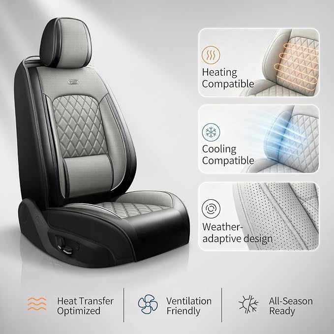 for Subaru Forester 2009-2026 Car Seat Covers, Full Set, Gray | Luxury Full Coverage Leather Seat Protectors, Waterproof Breathable, Non-Slip, Easy to Install, Airbag Compatible, All-Season - Image 9