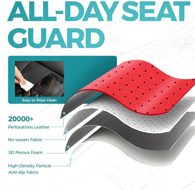 Custom Seat Covers for Toyota Camry 2012-2017, Red | Only Fit for Camry L/LE/XLE 2012-2017, Not for Hybrid, Full Coverage, Faux Leather, Protective, Scratch-resistant, Easy-clean - Image 4