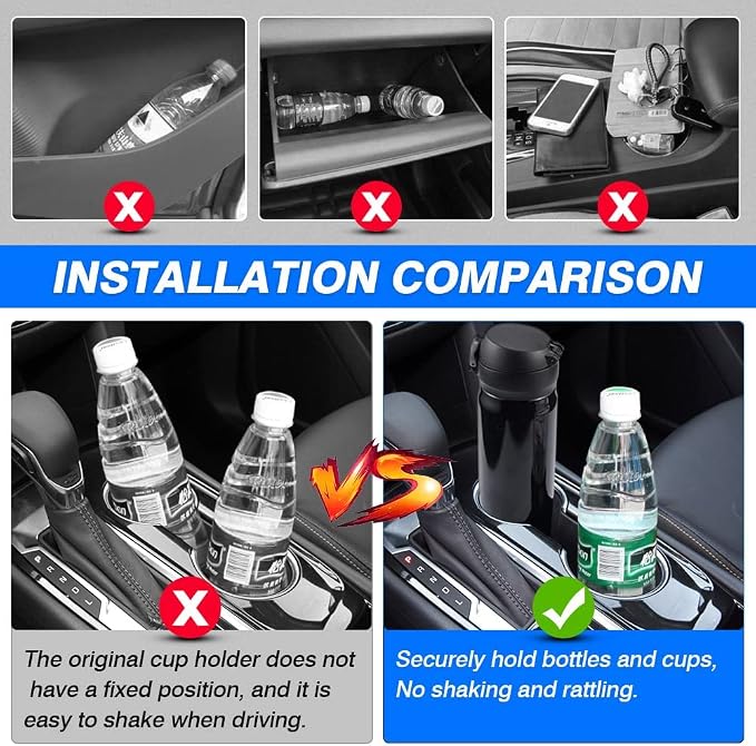 Autorder Cup Holder Inserts for Chevy/Chevrolet Equinox 2018 2019 2020 2021 2022 2023 2024 Accessories Center Console Water Cup Holder - Image 3