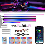 Dreamcolor Acrylic Car Interior Lights 18 in 1 RGB Car Ambient Lighting Kit APP Control Zoned Control System 252 Color Modes DIY 16 Million Colors Music Sound Active Neon Light Kits New Version by WEBUPAR