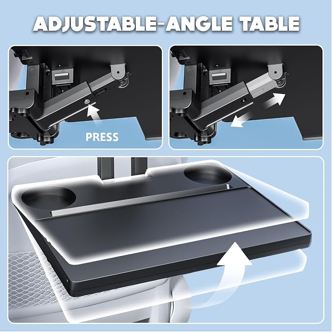 Car Back Seat Tray Table, Stable Foldable Auto Backseat Food Trays Desk for Rear Passenger Road Trip Eating & Work, Multifunctional Adjustable Travel Tray with Phone Drink Holder for Laptop iPad - Image 5