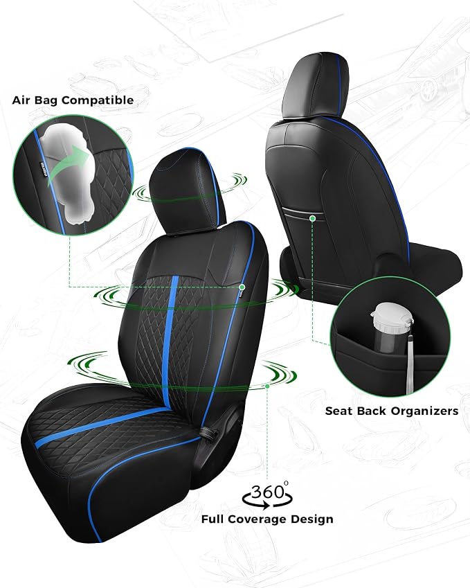 RIDEPOSH for Jeep Wrangler Leather Custom Car Seat Covers Full Set 4 Door | 2018-2026 JL, with Rear Cup Holder, Not for 4XE, Luxury Waterproof Protector, 40/60 Spilt, 5 Seats, Full Coverage, Durable - Image 3