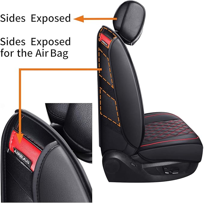 Car Seat Covers for Ford F150 F250 F350 F450 Truck (Black-Red) | Custom Fit 2009-2026 F150 Supercrew, 2017-2026 F250 F350 F450 Super Duty XLT STX XL Lariat Pickup,Waterproof Leather Full Set - Image 4