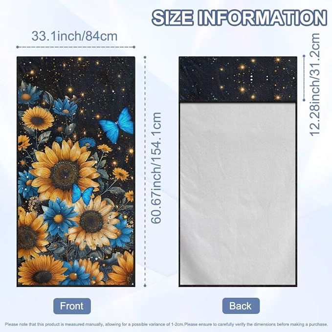Sunflower Butterfly Car Seat Towel with Storage Bag Sunflower Print Auto Interior Seat Protector Universal Non Slip Waterproof Sweat Protector Universal Car Accessories for Yoga Beach Towels - Image 7