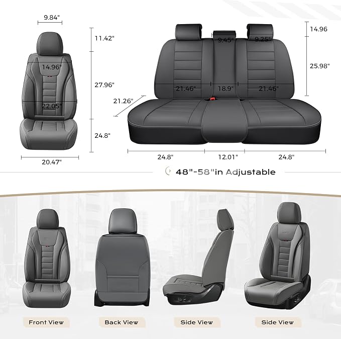 Coverado Car Seat Covers Full Set, Seat Covers for Cars, Front Seat Covers and Back Seat Cover Waterproof Leather Automotive Seat Cover, Universal Car Interior Protectors Cushion for Most Cars - Image 7