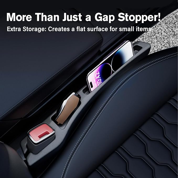 7F Car Seat Gap Filler Organiser,Between Seat Gap Filler, Centre Console Organiser, Universal Car Accessories, Fit SUV Truck Storage Black - Image 3