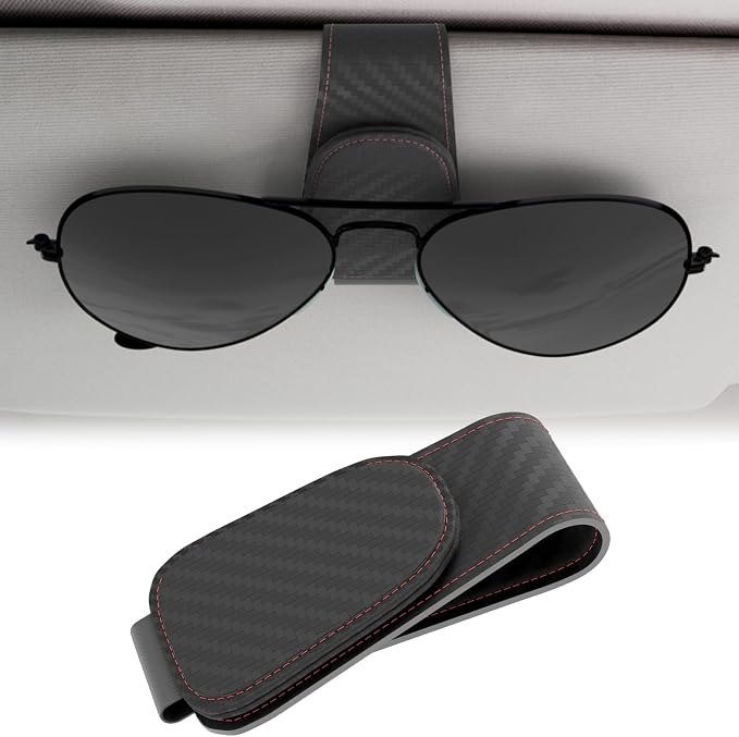 BFXM Car Sunglass Holder, Magnetic Leather Sunglass Holder | Eyeglass Hanger Clip for Car Sun Visor, Car Sun Visor Ticket and Card Clip by BFXM