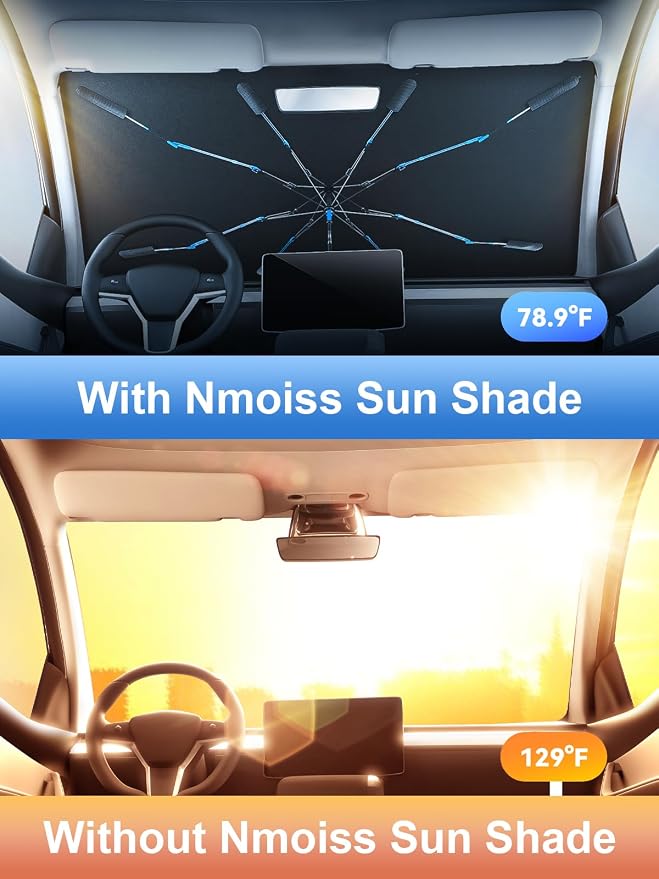 [Drive to Superior Coolness & Comfort] Nmoiss Ice Rib Windshield Sun Shade | High Speed ​​Cooling 99% UV Blocking Protects Car from Sun and Heat Damage Large (61" L x 35" W) - Image 2