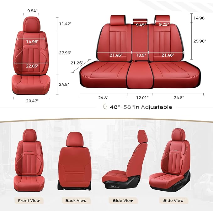 Coverado Nappa Leather Car Seat Covers Front Set, Luxury Waterproof Seat Protectors, Airbag Compatible Anti‑Slip Auto Seat Covers, Universal Fit for Most Cars SUVs Trucks Pickup Vehicles - Image 5