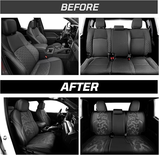 Car Seat Covers Fit for Toyota Tacoma 2024-2026 Double/Crew Cab,Black | Custom Faux Leather Full Set,Waterproof & Wear-Resistant Seat Cover,Fits Tacoma 4th Gen SR,SR5,TRD Sport,TRD Off-Road,Limited - Image 7