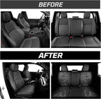 Car Seat Covers Fit for Toyota Tacoma 2024-2026 Double/Crew Cab,Black | Custom Faux Leather Full Set,Waterproof & Wear-Resistant Seat Cover,Fits Tacoma 4th Gen SR,SR5,TRD Sport,TRD Off-Road,Limited - Image 7