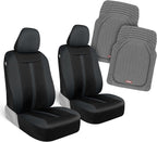 Motor Trend (2) Car Seat Covers for Front Seats with (2) Trimmable Car Floor Mats – Universal Fit Auto Accessories for Cars, Trucks, SUVs, Vans – Interior Protection and Vehicle Interior Shield Combo by MotorTrend