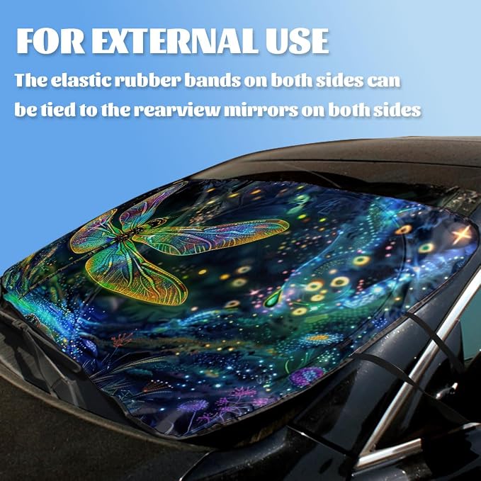 Dragonfly Car Windshield Sun Shade Sun Visor Protector, Universal Fit, 59L x 31.5W Inch, UV Protection, Easy to Use and Store - Image 3