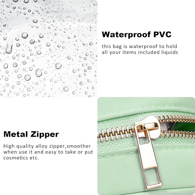 Small Clear Makeup Bag for Purse Small Cosmetic Bag Travel Size Toiletry Bags Cute Travel Makeup Bag,Coin Purse Pouch Easter Gifts for Teen Girls (Clear-Green) - Image 6