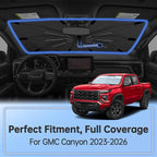 Windshield Sun Shade Umbrella for GMC Canyon 2023-2026 Front Window | Foldable Car Sunshade, 360 Rotation Automotive Interior UV Protection for Outdoor Parking, Keep Car Cool - Image 2