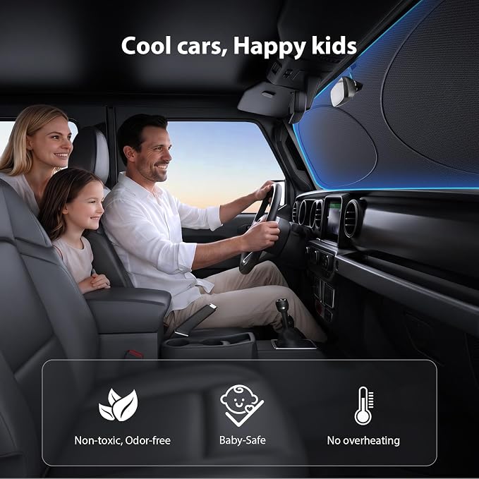 2026 Upgraded Windshield Sun Shade for Ford Transit [Precision Custom Fit, Superior UV & Heat Block] Cooling Tech Fabric, Durable Foldable with Storage Bag, Fits 2015-2025 - Image 9
