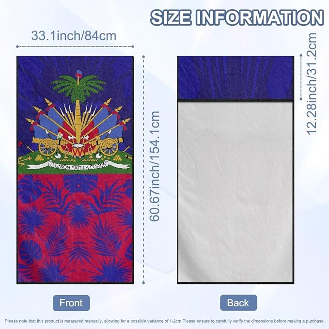 SEANATIVE Flag of Haiti Car Cushion Towels Auto Seat Protectors - Absorber Towel for Car Wash Car Seat Covers, Post-Workout & Dog Owners (33.1" x 60.67") - Image 7