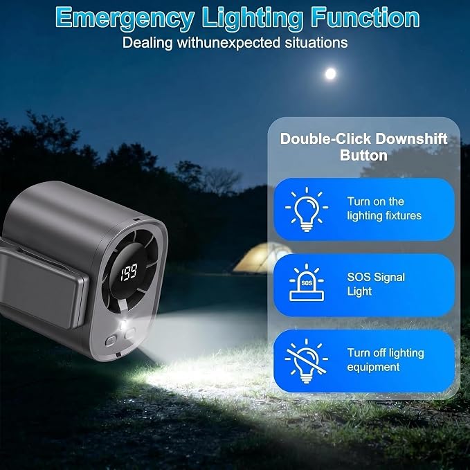 Car Clip On Fan,Portable Cooling Fan for Car with LED Display,360° Rotating Mini Fan,199 Speed Settings,USB Rechargeable 1500mAh Backseat Fan for Cars Without AC, Stroller,Office, Camping - Image 5