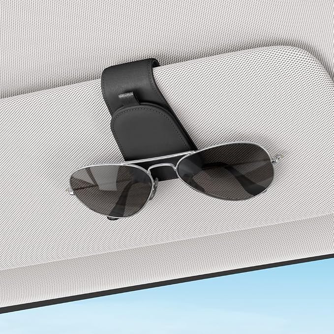 Sotfamily Magnetic Sunglass Holder for Car Visor, 2 Packs, Faux Leather | Strong Magnetism, for Most Car Visors, No Marks on Visor, Gift-Ready Packaging, Sunglass Organizer, Car Accessories for Men - Image 2