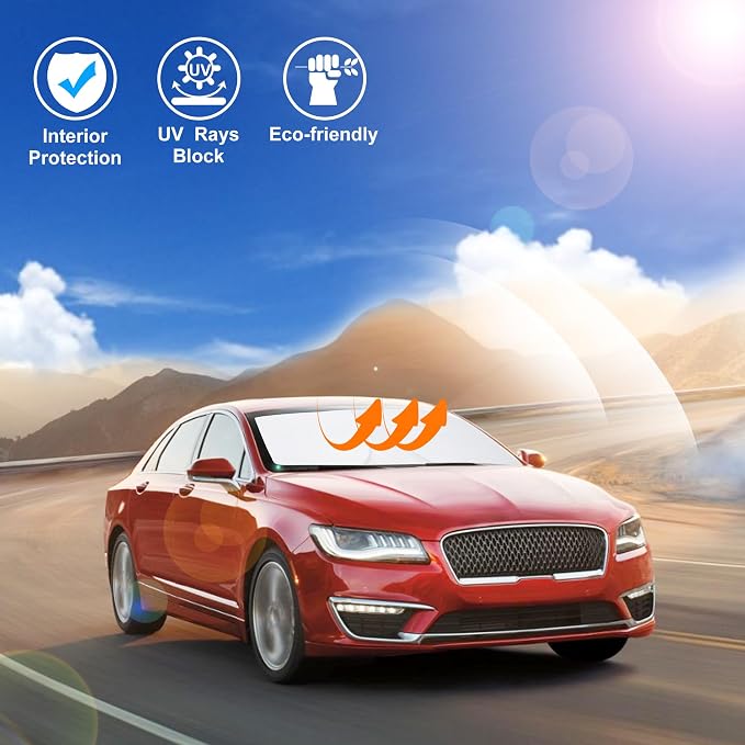 Windshield Sun Shade for 2013-2020 Lincoln MKZ Accessories | Full covered for windshield, Foldable & Durable, Block UV Rays, Reduce Heat, Easy to install, Keep Car Cooler - Image 5