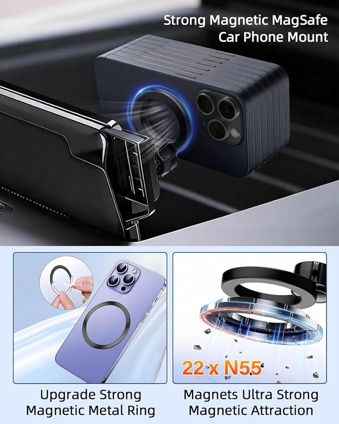 PZK Car Phone Holder for Toyota RAV4 2019-2025 Accessories 7/8-Inch Screen | Hybrid LE/XLE/Premium Magnetic Magsafe RAV 4 Phone Mount 360° Rotation Hands-Free Not Affect Vent (Not fit 9/10.5 inch) - Image 4