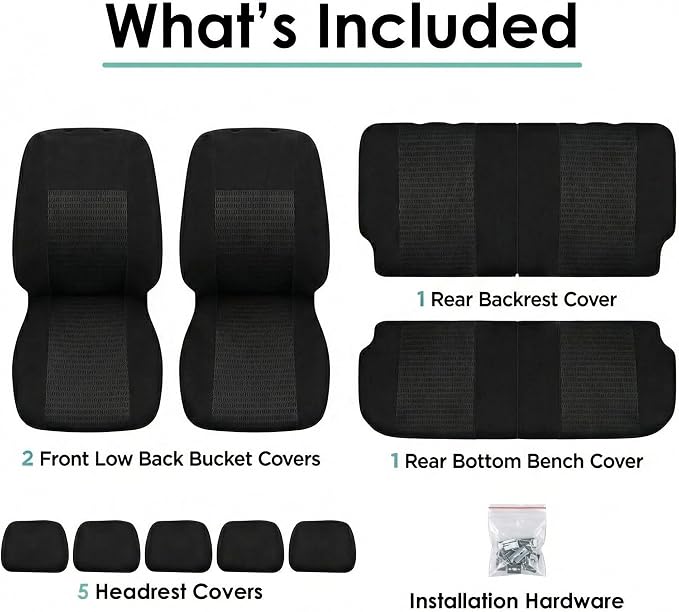 FH Group Car Seat Covers Trendy Elegance Black Full Set Automotive Seat Covers, Airbag and Split Rear Combo Non-Slip Dash Grip Pad Universal Fit Interior Accessories Cars Trucks SUV Car Accessories - Image 7