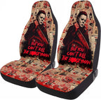 GENANY White Horror Mask Car Seat Covers, 2-Piece Front Seat Set | 2-piece polyester front seat cover set, each 49.5 x 19.6 inches, with adjustable straps and hooks by GENANY